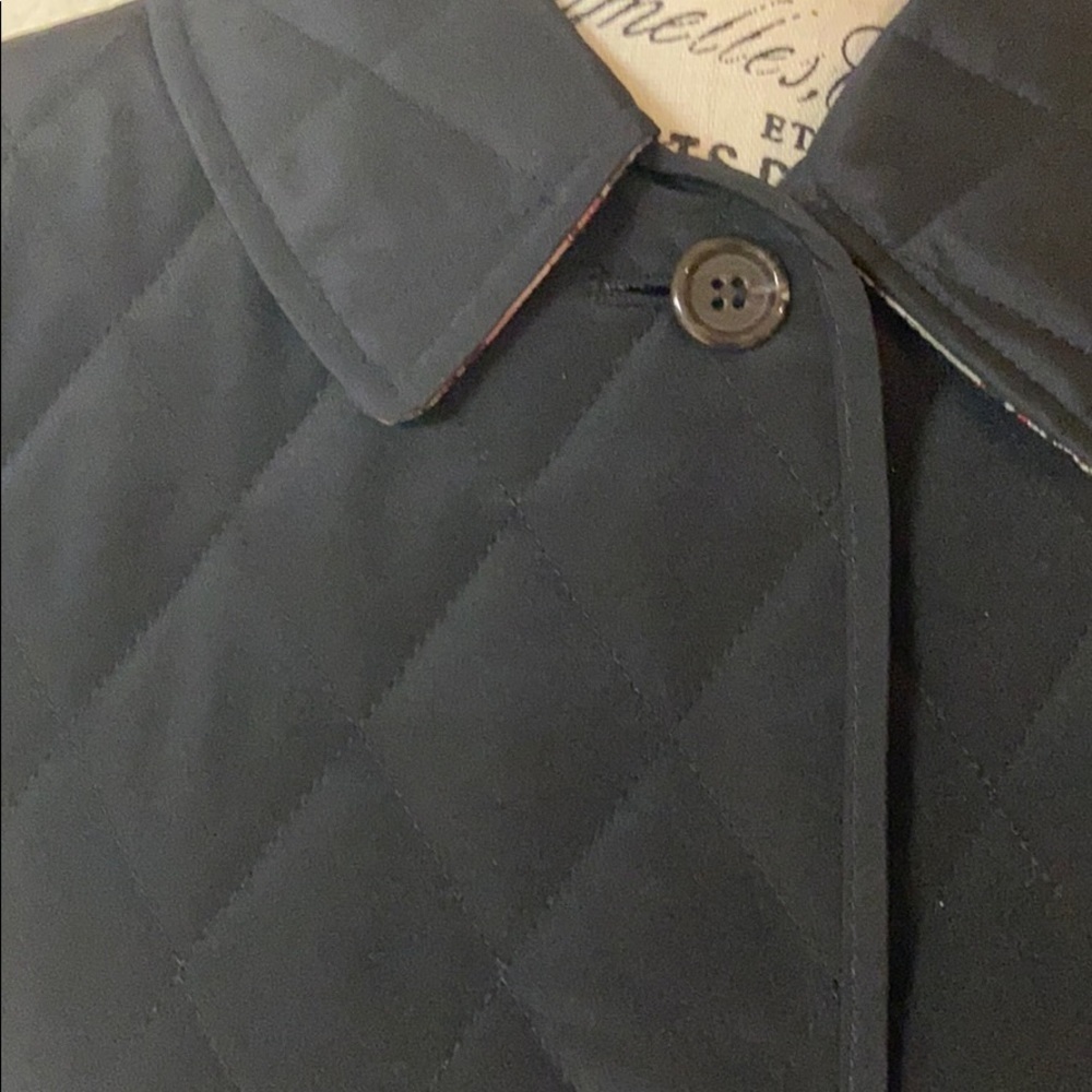 Julia Klein Black Quilted Jacket, PM, plaid lining - Picture 2 of 13